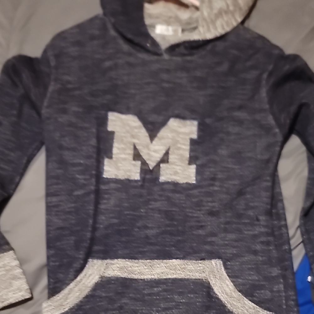 Navy Hoodie with Gray Letter M
